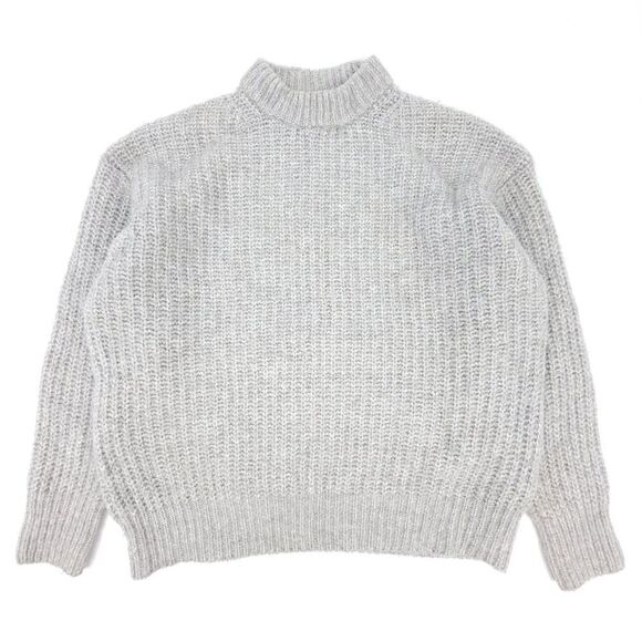 ZARA Alpaca Wool Chunky Rib Knit Oversized Crewneck Pullover Sweater Gray Small - Picture 6 of 8